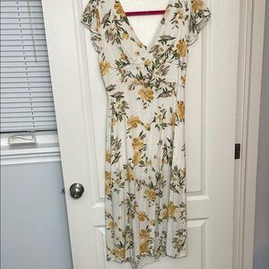 Floral White and Yellow Dress
